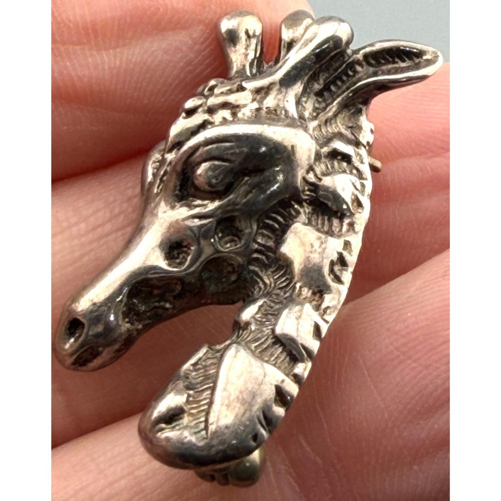 Vintage Sterling Silver Giraffe Brooch Dobbs Detailed Textured Animal 1.5" 11g